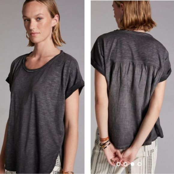 Anthropologie Pilcro Womens Washed Tee Gray Distressed Size Medium Grunge - Picture 1 of 10